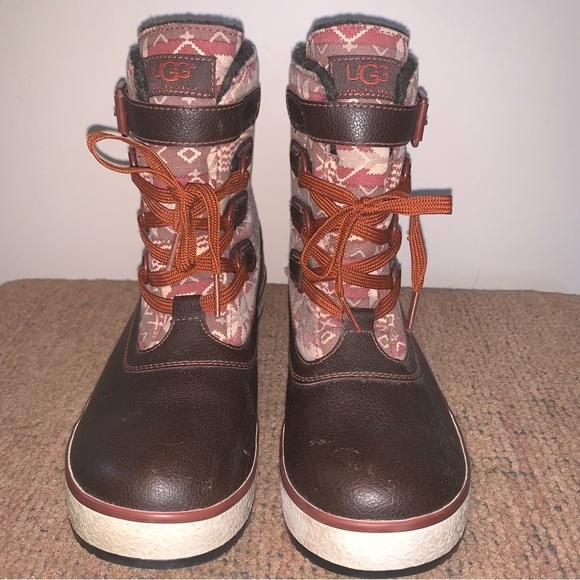 UGG Brown Decatur Nordic Snowflake Winter Boots 9 - Picture 7 of 13